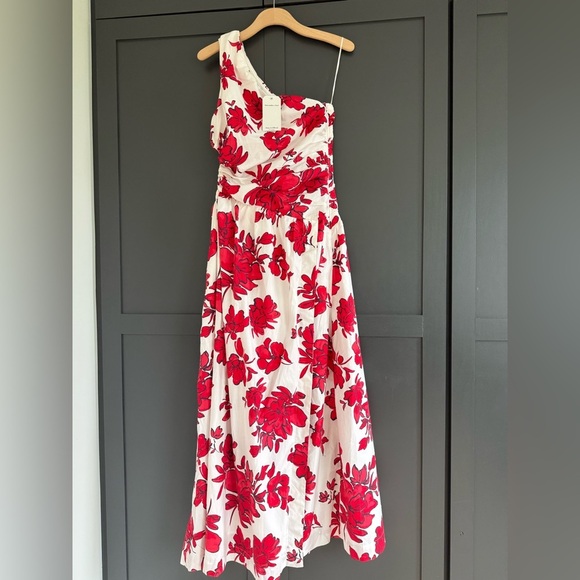 Abercrombie & Fitch Red Floral One-Shoulder Cutout Maxi Dress • S • NWT - Picture 5 of 14